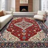 Ultra Soft Area Rug, Non Slip, Stain Resistant, Washable Area Rugs for Living Room, Bedroom, Elegant Ogee Pattern Aesthetic(Red)