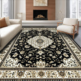 Ultra Soft Area Rug, Non Slip, Stain Resistant, Washable Area Rugs for Living Room, Bedroom, Chic Rustic Tiled Motif Aesthetic(Black)