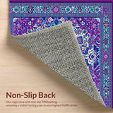Ultra Soft Area Rug, Non Slip, Stain Resistant, Washable Area Rugs for Living Room, Bedroom, Vibrant Paisley Design Area Rug(Purple)