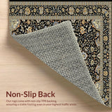Ultra Soft Area Rug, Non Slip, Stain Resistant, Washable Area Rugs for Living Room, Bedroom, Exquisite Vintage-Inspired Pattern(Black)
