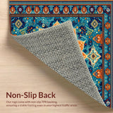 Ultra Soft Area Rug, Non Slip, Stain Resistant, Washable Area Rugs for Living Room, Bedroom, Vibrant Mandala Floral Composition(Blue)