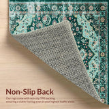 Ultra Soft Area Rug, Non Slip, Stain Resistant, Washable Area Rugs for Living Room, Bedroom, Charming Boho Floral Arrangement(Green)