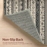 Ultra Soft Area Rug, Non Slip, Stain Resistant, Washable Area Rugs for Living Room, Bedroom, Elegant Boho Inspired Area with Intricate Black and Beige Tribal Motifs(Black)
