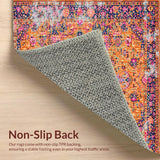 Ultra Soft Area Rug, Non Slip, Stain Resistant, Washable Area Rugs for Living Room, Bedroom, Lively Geometric Motif in Warm Tones(Orange)