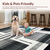 Ultra Soft Area Rug, Non Slip, Stain Resistant, Washable Area Rugs for Living Room, Bedroom, Dynamic Stripe Pattern Rug for Versatile Spaces(Black)