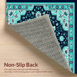 Ultra Soft Area Rug, Non Slip, Stain Resistant, Washable Area Rugs for Living Room, Bedroom, Non-Shedding Floral Medallion Bedroom Carpet(Blue)
