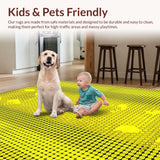 Ultra Soft Area Rug, Non Slip, Stain Resistant, Washable Area Rugs for Living Room, Bedroom, Bright Rustic Garden Geometry(Yellow)