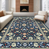 Ultra Soft Area Rug, Non Slip, Stain Resistant, Washable Area Rugs for Living Room, Bedroom, Waterproof Runner with Rustic Botanical Motif(Blue)