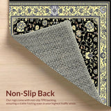 Ultra Soft Area Rug, Non Slip, Stain Resistant, Washable Area Rugs for Living Room, Bedroom, Elegant French Classic Symmetrical Pattern(Black)