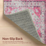 Ultra Soft Area Rug, Non Slip, Stain Resistant, Washable Area Rugs for Living Room, Bedroom, Rustic Subtle Floral Aesthetic(Pink)