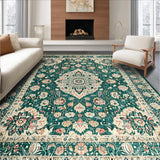 Ultra Soft Area Rug, Non Slip, Stain Resistant, Washable Area Rugs for Living Room, Bedroom, Eclectic Green Floral Arrangement(Green)