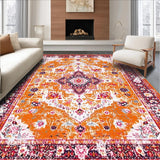 Ultra Soft Area Rug, Non Slip, Stain Resistant, Washable Area Rugs for Living Room, Bedroom, Elegant Soft Pastel Floral Design(Orange)
