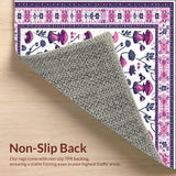 Ultra Soft Area Rug, Non Slip, Stain Resistant, Washable Area Rugs for Living Room, Bedroom, Rustic Earthy Floral Patterns(White)