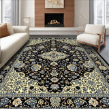 Ultra Soft Area Rug, Non Slip, Stain Resistant, Washable Area Rugs for Living Room, Bedroom, Chic Floral Paisley Elegance(Black)