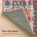 Ultra Soft Area Rug, Non Slip, Stain Resistant, Washable Area Rugs for Living Room, Bedroom, Sophisticated Vintage Geometric Flair(Orange)
