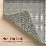 Ultra Soft Area Rug, Non Slip, Stain Resistant, Washable Area Rugs for Living Room, Bedroom, Textured Grid Design in Neutral Tones(Gray)