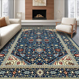 Ultra Soft Area Rug, Non Slip, Stain Resistant, Washable Area Rugs for Living Room, Bedroom, Elegant Blue Floral Arrangement(Blue)