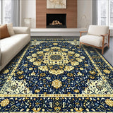 Ultra Soft Area Rug, Non Slip, Stain Resistant, Washable Area Rugs for Living Room, Bedroom, Classy Neutral Area with Intricate(Blue)