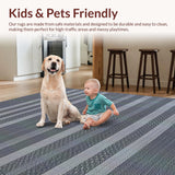 Ultra Soft Area Rug, Non Slip, Stain Resistant, Washable Area Rugs for Living Room, Bedroom, Stylish Farmhouse Tiled Arrangement(Gray)