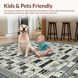 Ultra Soft Area Rug, Non Slip, Stain Resistant, Washable Area Rugs for Living Room, Bedroom, Artistic Abstract Lattice Arrangement(Gray)