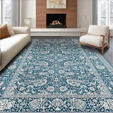 Ultra Soft Area Rug, Non Slip, Stain Resistant, Washable Area Rugs for Living Room, Bedroom, Timeless Dual-Toned Floral Arrangement(Blue)