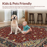 Ultra Soft Area Rug, Non Slip, Stain Resistant, Washable Area Rugs for Living Room, Bedroom, Chic Distressed Patterned Tapestry(Red)