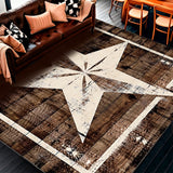 Ultra Soft Area Rug, Non Slip, Stain Resistant, Washable Area Rugs for Living Room, Bedroom, Brown Texas Star Entry Rug Classic Rustic Western Welcome Floor Carpet(Brown)