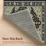 Ultra Soft Area Rug, Non Slip, Stain Resistant, Washable Area Rugs for Living Room, Bedroom, Chic Floral Paisley Elegance(Black)