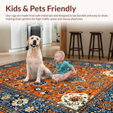 Ultra Soft Area Rug, Non Slip, Stain Resistant, Washable Area Rugs for Living Room, Bedroom, Eclectic Paisley Floral Fusion(Orange)