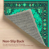 Ultra Soft Area Rug, Non Slip, Stain Resistant, Washable Area Rugs for Living Room, Bedroom, Boho Medallion Forest Green Living Room Rug(Green)