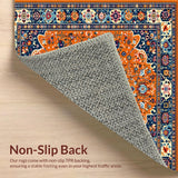 Ultra Soft Area Rug, Non Slip, Stain Resistant, Washable Area Rugs for Living Room, Bedroom, Elegant Round Geometric Motif(Orange)