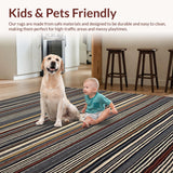 Ultra Soft Area Rug, Non Slip, Stain Resistant, Washable Area Rugs for Living Room, Bedroom, Boho Chic Striped Aesthetic(Gray)