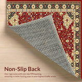 Ultra Soft Area Rug, Non Slip, Stain Resistant, Washable Area Rugs for Living Room, Bedroom, Transitional Cream and Gold Aesthetic(Red)