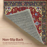Ultra Soft Area Rug, Non Slip, Stain Resistant, Washable Area Rugs for Living Room, Bedroom, Vibrant Paisley Floral Motif(Red)