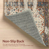 Ultra Soft Area Rug, Non Slip, Stain Resistant, Washable Area Rugs for Living Room, Bedroom, Rustic Soft Toned Bloom Motif(Beige)