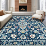 Ultra Soft Area Rug, Non Slip, Stain Resistant, Washable Area Rugs for Living Room, Bedroom, Chic Vintage Blue Aesthetic(Blue)