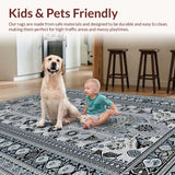 Ultra Soft Area Rug, Non Slip, Stain Resistant, Washable Area Rugs for Living Room, Bedroom, Chic Oval Pom Pom Accent(Gray)