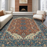 Ultra Soft Area Rug, Non Slip, Stain Resistant, Washable Area Rugs for Living Room, Bedroom, Saturated Colorful Botanical Design(Brown)