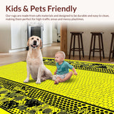 Ultra Soft Area Rug, Non Slip, Stain Resistant, Washable Area Rugs for Living Room, Bedroom, Honeycomb Rustic Floral Design(Yellow)