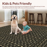 Ultra Soft Area Rug, Non Slip, Stain Resistant, Washable Area Rugs for Living Room, Bedroom, Sophisticated Tiled Gold Shapes(Gold)