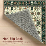 Ultra Soft Area Rug, Non Slip, Stain Resistant, Washable Area Rugs for Living Room, Bedroom, Geometric Botanical Plaid Boho Area(Beige)