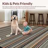 Ultra Soft Area Rug, Non Slip, Stain Resistant, Washable Area Rugs for Living Room, Bedroom, Elegant Southwestern Patterned Motif(Gray)
