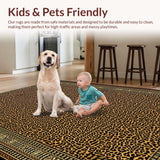 Ultra Soft Area Rug, Non Slip, Stain Resistant, Washable Area Rugs for Living Room, Bedroom, Elegant Earthy Toned Motif(Brown)