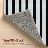 Ultra Soft Area Rug, Non Slip, Stain Resistant, Washable Area Rugs for Living Room, Bedroom, Chic Striped Rustic Charm(Black)