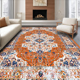 Ultra Soft Area Rug, Non Slip, Stain Resistant, Washable Area Rugs for Living Room, Bedroom, Whimsical Earthy Petal Arrangement(Orange)