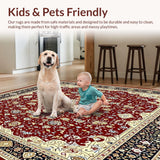 Ultra Soft Area Rug, Non Slip, Stain Resistant, Washable Area Rugs for Living Room, Bedroom, Red Beige Area(Red)