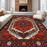 Ultra Soft Area Rug, Non Slip, Stain Resistant, Washable Area Rugs for Living Room, Bedroom, Distressed Oriental Bedroom Farmhouse Area Rug(Red)
