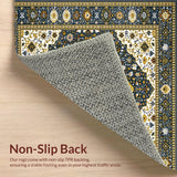 Ultra Soft Area Rug, Non Slip, Stain Resistant, Washable Area Rugs for Living Room, Bedroom, Elegant Gray Medallion Touch(Gray)