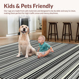 Ultra Soft Area Rug, Non Slip, Stain Resistant, Washable Area Rugs for Living Room, Bedroom, Hand Woven Area Rug Classic Black and White Banded Design(Black)