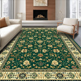 Ultra Soft Area Rug, Non Slip, Stain Resistant, Washable Area Rugs for Living Room, Bedroom, Beige Boho with Floral Motifs(Green)